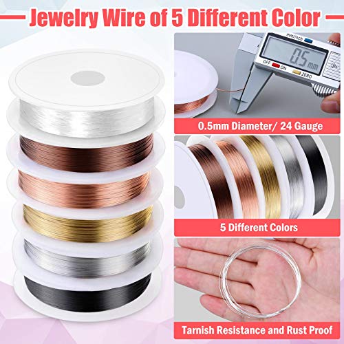 Thrilez Jewelry Wire Wrapping Jewelry Making Supplies Kit with Craft Ring Wire, Jewelry Tools, Jewelry Pliers and Jewelry Findings for Jewelry Repair, Wire Wrapping and Beading