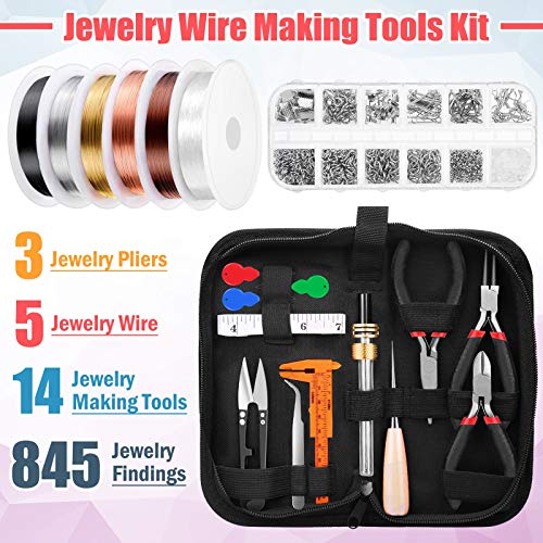 Thrilez Jewelry Wire Wrapping Jewelry Making Supplies Kit with Craft Ring Wire, Jewelry Tools, Jewelry Pliers and Jewelry Findings for Jewelry Repair, Wire Wrapping and Beading