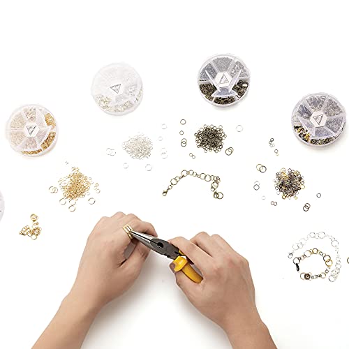 Handyman Crafts Jump Rings Kit With1000PCS Open Jump Rings 40PCS 12mm Lobster Clasps and Jump Rings Opener for Jewelry Making Keychains and Necklace Repair (Gold)