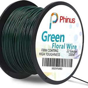 Floral Wire, 110 Yards 22 Gauge Green Florist Wire, Flexible Green Wire Paddle Wire for Crafts, Christmas Wreaths Tree, Garland and Floral Flower Arrangements