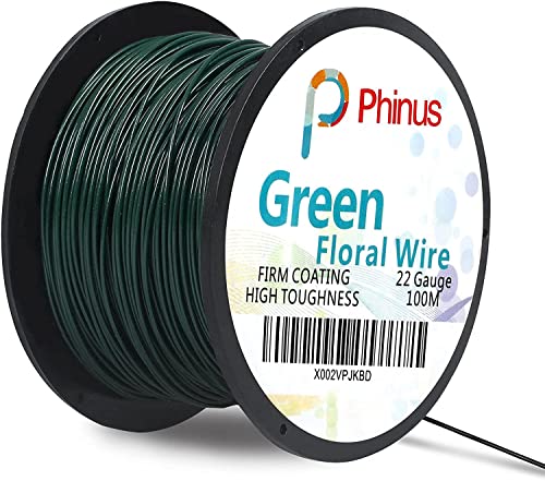 Floral Wire, 110 Yards 22 Gauge Green Florist Wire, Flexible Green Wire Paddle Wire for Crafts, Christmas Wreaths Tree, Garland and Floral Flower Arrangements