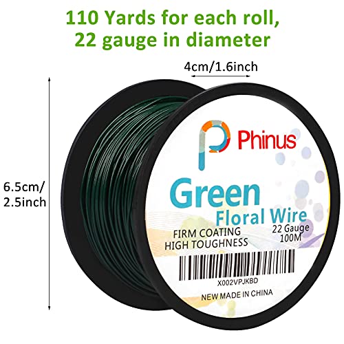 Floral Wire, 110 Yards 22 Gauge Green Florist Wire, Flexible Green Wire Paddle Wire for Crafts, Christmas Wreaths Tree, Garland and Floral Flower Arrangements