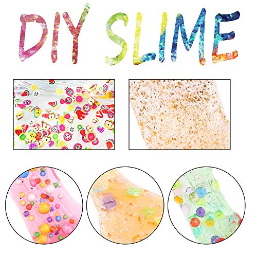 110pcs Slime Making Supplies Kit, Slime Add Ins, Slime Accessories, Glitter, Foam Balls, Fishbowl Beads, Glitter Sequins, Shells, Candy Slime Charms, Cups for Slime Party