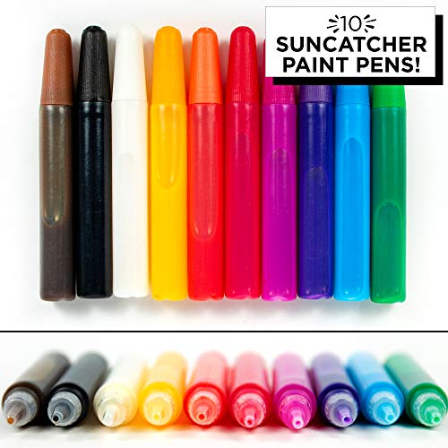 Horizon Group USA 10-Pack of Suncatcher Paint Pens, 10ML Each, 10 Colors, Suncatcher Paint Pens for Kids, Supplies for Painting Suncatchers, Window Art Paint, Window Art Paint Refill, Arts and Crafts