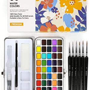 Grabie Watercolor Paint Set, Watercolor Paints, 50 Colors, Painting Set, Detail Paint Brush Included, Art Supplies for Painting, Great Watercolor Set for Artists, Amateur Hobbyists and Painting Lovers