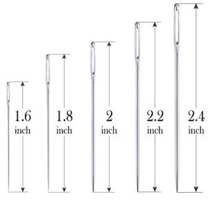 25 Large Eye Stitching Needles - 5 Sizes Big Eye Hand Sewing Needles in Clear Storage Tube