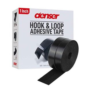 denser 1 inch hook and loop tape sticky back – 5.5 yards (16.5 feet) – strips adhesive heavy duty black roll (1 inch * 16.5 ft)