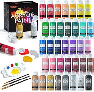shuttle art acrylic paint set, 36 colors acrylic paint (2oz/bottle) with brushes & palette, rich pigments non-toxic paint for artists kids & adults, art supplies for canvas rock ceramic wood painting