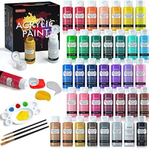 Shuttle Art Acrylic Paint Set, 36 Colors Acrylic Paint (2oz/Bottle) with Brushes & Palette, Rich Pigments Non-toxic Paint for Artists Kids & Adults, Art Supplies for Canvas Rock Ceramic Wood Painting