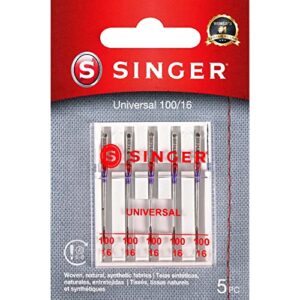 singer heavy duty sewing machine needles, size 100/16 – 5 count