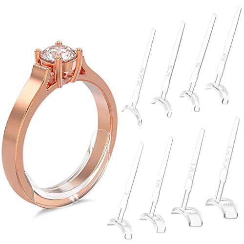 16 Pack Ring Size Adjuster for Loose Rings, 8 Size Silicone Resizer Invisible Ring Spacer Fit for Women and Men's Different Band Widths