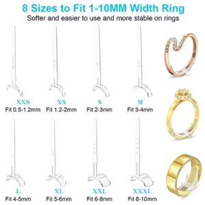 16 Pack Ring Size Adjuster for Loose Rings, 8 Size Silicone Resizer Invisible Ring Spacer Fit for Women and Men's Different Band Widths