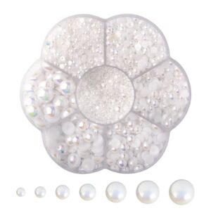 Articyard 5700 Half Pearls for Crafts - Flatback Pearls/Jewels Pearls for DIY Accessory, Art and Fashion Projects - Neatly Organized Craft Pearls for Artists and Creative People (AB White)
