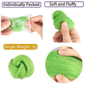 Habbi 100 Colors Needle Felting Wool - Fibre Wool Roving for DIY Craft Materials, Needle Felt Roving for Spinning Blending Custom Colors