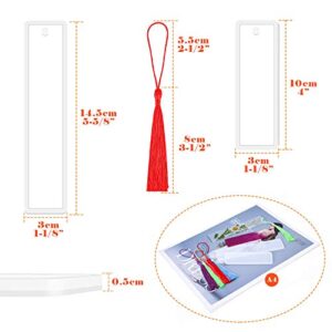 Bookmark Mold with Tassles, Caffox Bookmark Mold Kit with 100pcs Bookmark Tassels Bulk and 10pcs Rectangle Silicone Bookmark Mold for Epoxy Resin Casting