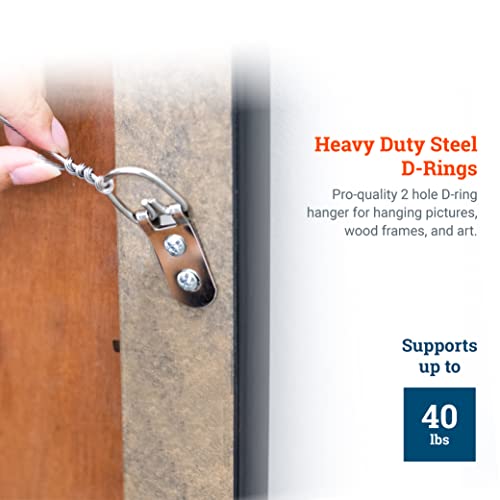 Heavy Duty D-Ring Picture Hangers - 50 Pack - 2 Hole with Screws - Picture Hang Solutions