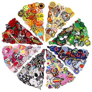 nicevinyl embroidered iron-on patches applique: 72pcs random assorted decorative patches iron on/sew on for clothing accessories