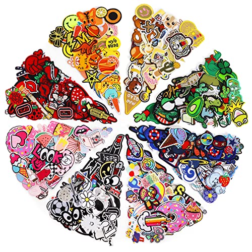 NICEVINYL Embroidered Iron-on Patches Applique: 72Pcs Random Assorted Decorative Patches Iron on/Sew on for Clothing Accessories