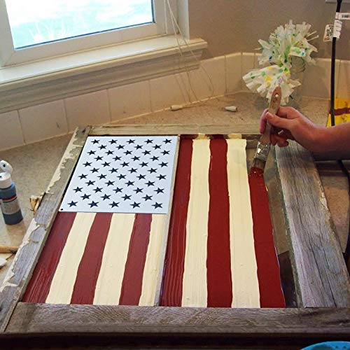 WISYOK American Flag 50 Star Stencils and 13 Stars 1776 Templates, American Flag Templates, Ideal for Painting on Wood, Fabric, Paper, Walls [6 Sizes, 2 Styles]