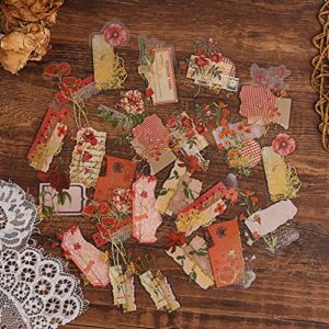 Dizdkizd Gold Foil Floral Stickers (180 Pieces), Transparent Aesthetics Sticker Set Vintage Scrapbooking Stickers for Card Making Envelope Gift Wrapping Journaling