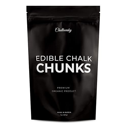 Chalkovsky Edible Chalk Chunks - Natural Chalk for Eating - Crunchy Belgorod Chalk Chunks - Russian Organic Chalk for Bone Strength - Zero Additives, No Impurities - White 7oz (200g)