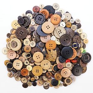 tcotbe 600 pcs assorted sizes wooden buttons mixed colors coconut shell wood handmade buttons ornament buttons for sewing decorations diy arts and crafts manual button painting
