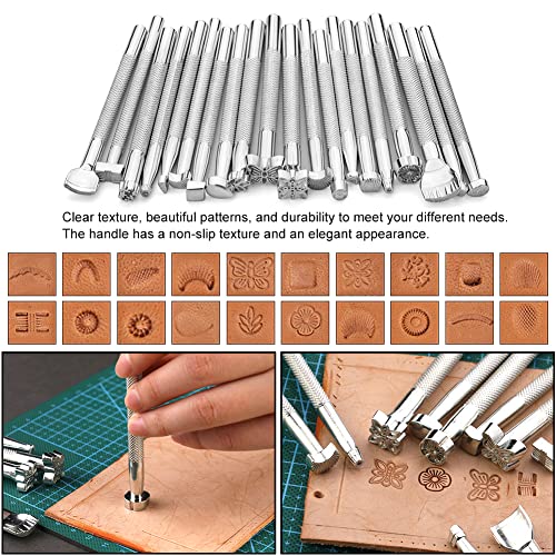 TLKKUE Leather Craft Tools Leather Working Tools Kit with Custom Storage Bag Leather Carving Tools Leather Craft Making for Cutting Punching Sewing Carving Stamping Leather Tooling Kit