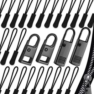 Zipper Pull, Upgraded Zipper Pull Replacement (24 Pack), Universal Replacement Zipper Pull, Zipper Tab Replacement, Small Zipper Pulls for Backpacks, Luggage, Clothes, Jacket, Purse, Boot (Black)