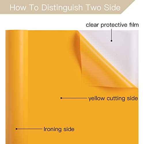 HTV Heat Transfer Vinyl 12''x5' Roll for Cricut & Silhouette Cameo,Iron On Vinyl Easy to Cut & Weed, Sticky PVC Heat Press Vinyl for DIY Design T-Shirts,Yellow