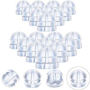 100 pieces clear earring backs hamburger shaped earring safety backs secure locking earring backs silicone earring backs stopper for jewelry accessories supplies, 2 sizes