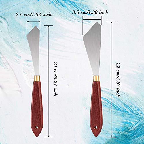 Painting Knife Set Painting Mixing Scraper Stainless Steel Palette Knife Painting Art Spatula with Wood Handle Art Painting Knife Tools for Oil Canvas Acrylic Painting (2)