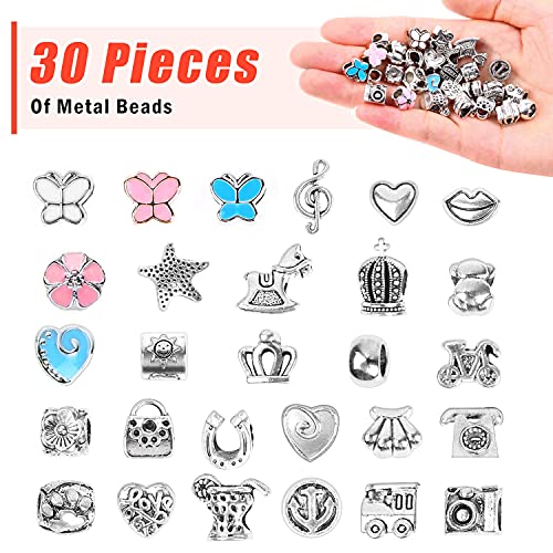 Bracelet Making Kit for Girls, Flasoo 85PCs Charm Bracelets Kit with Beads, Jewelry Charms, Bracelets for DIY Craft, Jewelry Gift for Teen Girls