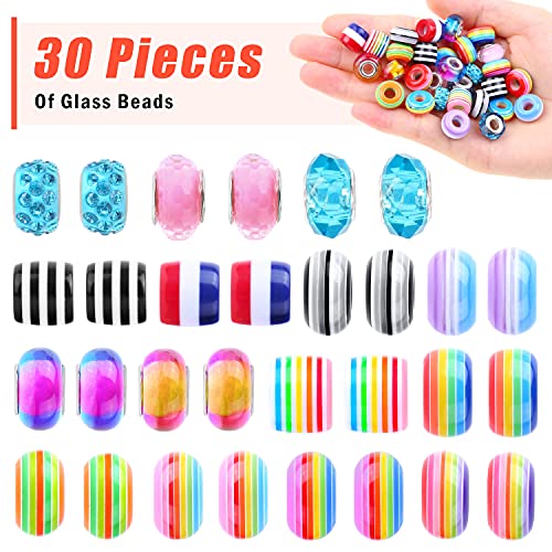 Bracelet Making Kit for Girls, Flasoo 85PCs Charm Bracelets Kit with Beads, Jewelry Charms, Bracelets for DIY Craft, Jewelry Gift for Teen Girls