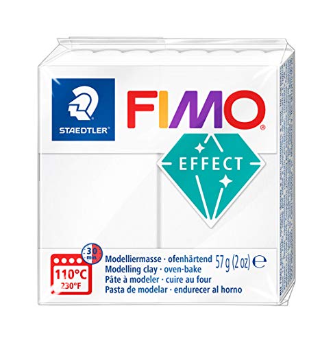 Staedtler FIMO Effects Polymer Clay - -Oven Bake Clay for Jewelry, Sculpting, Translucent White 8020-014