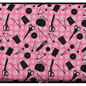 SINGER 07276 Sewing Basket with Sewing Kit Accessories, Pink & Black