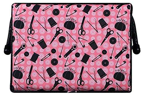 SINGER 07276 Sewing Basket with Sewing Kit Accessories, Pink & Black