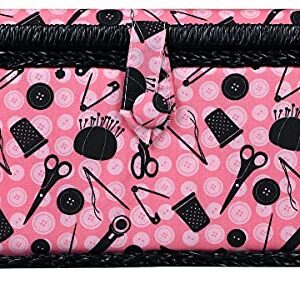 SINGER 07276 Sewing Basket with Sewing Kit Accessories, Pink & Black