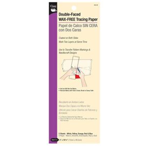 dritz double-faced & wax free, 5 sheets, multicolor tracing paper, 3 x 19-1/2-inch, 5 count