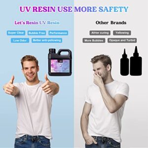 LET'S RESIN UV Resin, Upgraded 1,000g Crystal Clear UV Resin Hard, Low Odor Ultraviolet Epoxy Resin, UV Light Cure Solar Sunlight Activated Glue for Jewelry, Craft Decoration