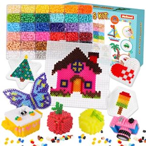 meland fuse beads kit – 11,000 pcs 36 colors fuse beads craft set for kids- 5mm fuse beads set including 5 pegboards, ironing paper & chain accessories iron beads christmas birthday gift