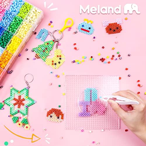 Meland Fuse Beads Kit - 11,000 pcs 36 Colors Fuse Beads Craft Set for Kids- 5MM Fuse Beads Set Including 5 Pegboards, Ironing Paper & Chain Accessories Iron Beads Christmas Birthday Gift