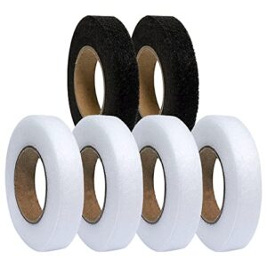 uweme 6 rolls iron on hemming tape – adhesive hem tape for pants dresses clothes curtains, fabric tape no sew hemming tape, white, black