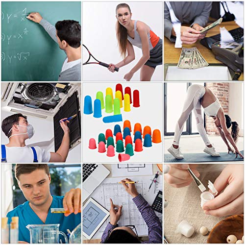 32 Pieces Rubber Finger Tips Silicone Hot Glue Finger Protectors Thimble Finger Cover Finger Pads with Assorted Sizes for Counting Collating Writing Sorting Task Hot Glue Sewing and Sport Supplies
