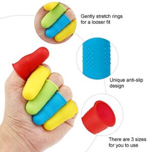 32 Pieces Rubber Finger Tips Silicone Hot Glue Finger Protectors Thimble Finger Cover Finger Pads with Assorted Sizes for Counting Collating Writing Sorting Task Hot Glue Sewing and Sport Supplies