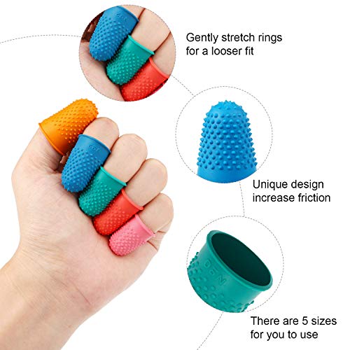 32 Pieces Rubber Finger Tips Silicone Hot Glue Finger Protectors Thimble Finger Cover Finger Pads with Assorted Sizes for Counting Collating Writing Sorting Task Hot Glue Sewing and Sport Supplies