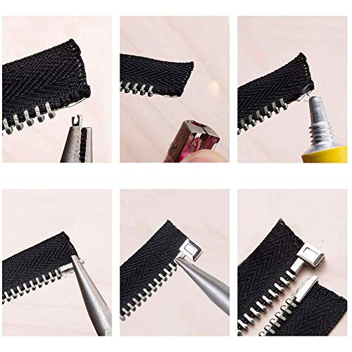 PH PandaHall 12 Sets Metal Zipper Latch Slider Retainer 3 Color #3#5#8#10 Insertion Pin Zipper Bottom Zipper Stopper for Metal Zipper Repair Zip Sewing Replacement DIY, 24pcs