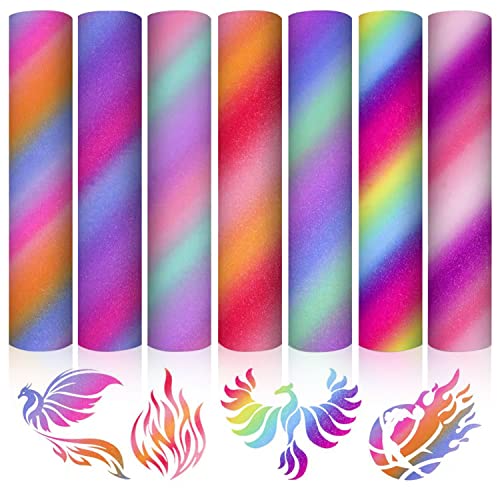 TransWonder Rainbow Permanent Vinyl for Cricut Machine Pattern Adhesive Vinyl – 7 Sheets Assorted Colors Pattern Permanent Vinyl for DIY Decals Gifts for Easter