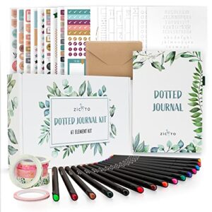 zicoto ultimate all-in-one journaling kit – incl. dotted journal, stencils, stickers, pens, washi tapes, small envelopes and more bullet checklist supplies