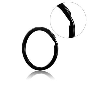 Round Flat Key Rings Key Chain Small Metal Split Ring for Home Car Keys Organization, 30 Pieces (Black, 3/4 Inch, 1 Inch and 1.25 Inch)