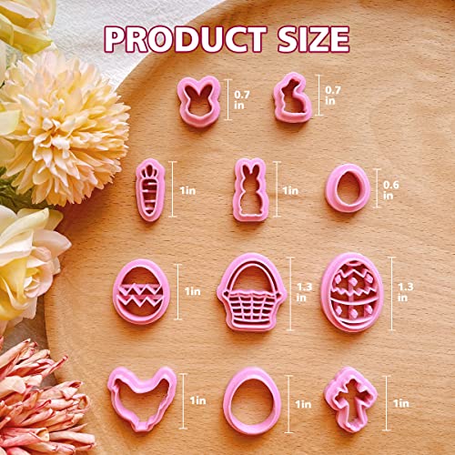 Keoker Polymer Clay Cutters, Easter Polymer Clay Cutters for Earrings Making, 11 Shapes Easter Day Clay Cutters, Small Easter Clay Cutters for Polymer Clay Jewelry